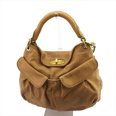 miu miu 2way shoulder bag turn lock beige leather Authentic miu miu 2way shoulder bag turn lock beige leather Authentic