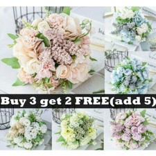 13 Heads Bouquet Wedding Home Party Decor Silk Peony Artificial Flowers Fake DIY
