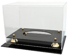 Football Full Size Deluxe Acrylic Display Case , 2-Tier Gold Risers  Black Base