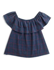 NWT - FAHERTY Women's SAYLOR TOP WTF1715-IND Indigo/Red OFF-THE-SHOULDER TOP - M