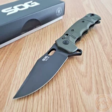 SOG SEAL XR Folding Knife 4" S35VN Steel Clip Point Blade OD Green GRN Handle