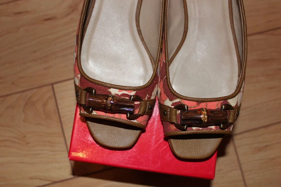 Zapatos planos de ballet Talbots Adelle 15 florales peep-toe talla 7 nuevos en caja rosa salmón Foto 3 de 4