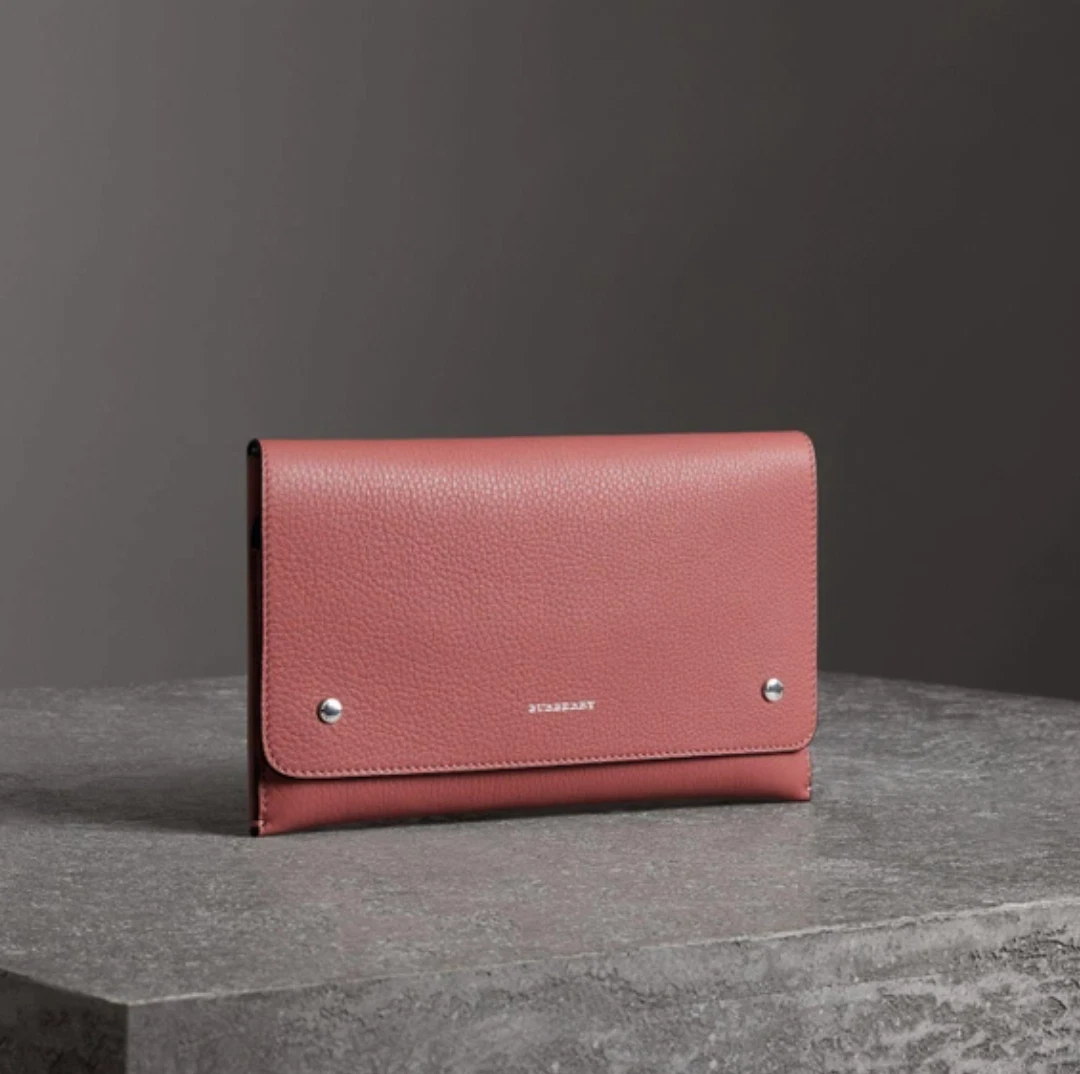 Burberry — $1090 Authentic BNWT BURBERRY Two Tone Leather Womens Clutch/Pouch IN Dusty Rose
