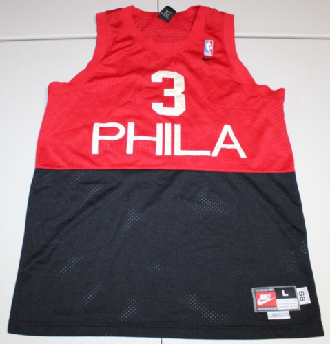 Maglietta NBA Basketball Vintage Philadelphia 76ers Allen Iverson 3 Cucita Grande Nike - Foto 1 di 6