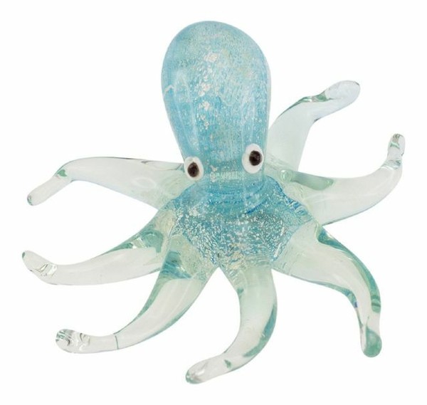 Coastal Octopus Glow in The Dark Art Glass 5 Inch Tabletop Figurine for