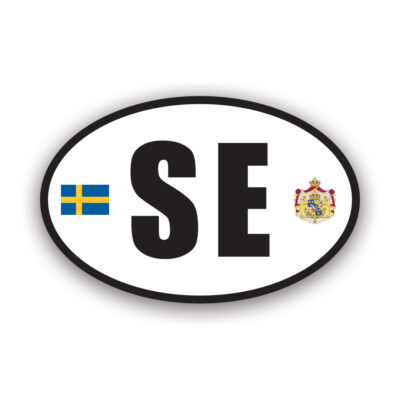 Sweden Oval Sticker Decal - Weatherproof - swedish flag country code euro se v6