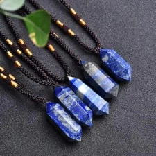 Natural Lapis Lazuli Stone Pendant Blue Stone Crystal Point Necklace Amulet
