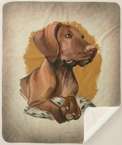 Coperta lancio pile razza cane Vizsla profilo ritratto artistico sherpa  - Foto 1 di 5