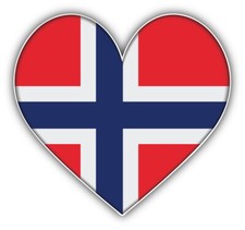Norway Heart Flag Car Bumper Sticker Decal