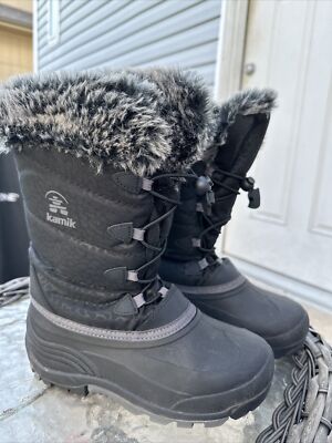Kamik Women's Insulated Waterproof Winter Snow Boots Black Size