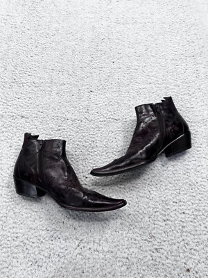 Women's EVITA Burgundy Floral Stitch Western Inspired Ankle Boots Size 37