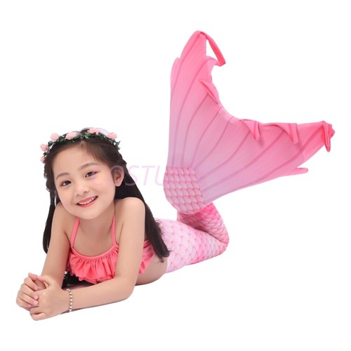 Kids Girls Mermaid Tail Swimming Costume Swimmable Monofin Swimwear Beachwear - Picture 78 of 113