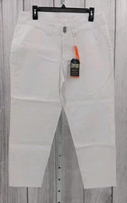 Jag Jeans Women's Floral Chino Crop With Embroidery White Size 2 (AD2-4)