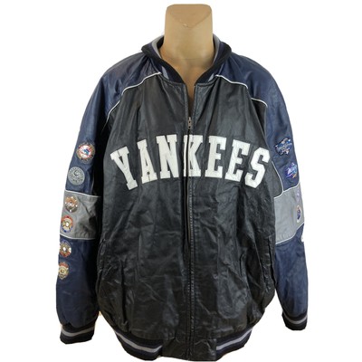 yankees leather sleeve jacket