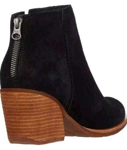 Kork Ease Leather Chandra Ankle Booties Stacked Wooden Heel Black Size 7 - Picture 4 of 4