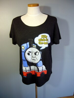 Custom Silly Stick in the Mud Grey Thomas the Train T Shirt Size XL Ladies