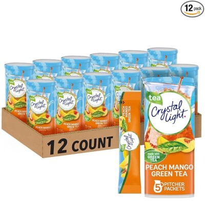 Crystal Light Sugar-Free Peach Mango Green Tea, Mix 60 Packets