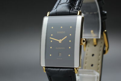 NEAR MINT] RADO FLORENCE 160.3605.2N Black Date Qz Men's