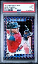 2021 Donruss Optic Diamond Kings Jose Ramirez #8 Black Finite Prizm 1/1 PSA 9