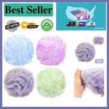 60g Bath Sponge Pouf Set - Complete Exfoliating Loofah Experience with 4 Colors