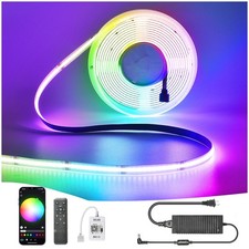 COB Led Strip Light 32.8FT RGB Color Changing, 10mm Width 24V5A Flexible Led ...