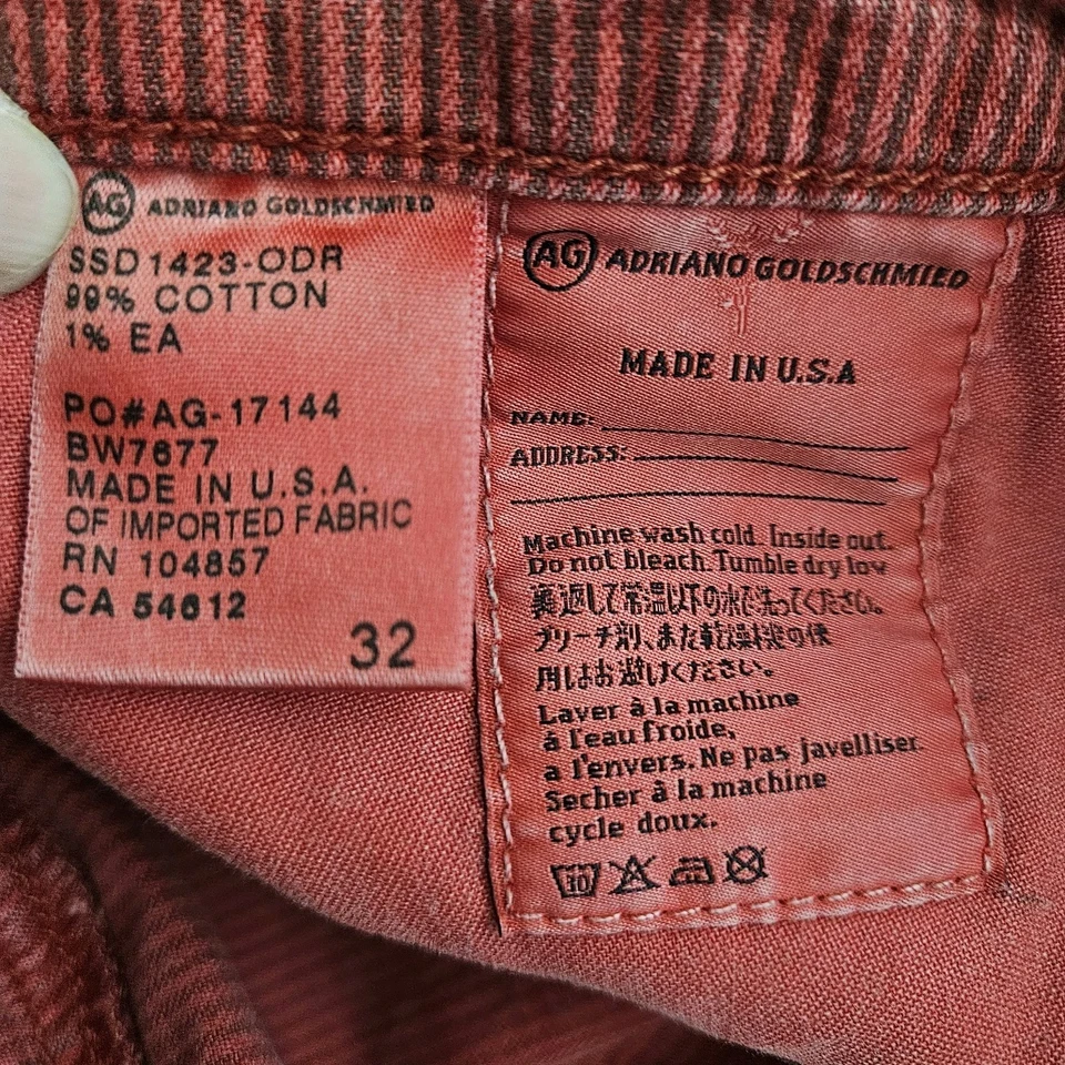 Pantalones cortos de mezclilla AG Adriano Goldschmied The Daisy para mujer 32 dobladillo deshilachado a rayas rojas  Foto 4 de 4