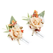 Ling's moment Romantic Terracotta Fall Vintage Wedding Boutonnieres- Set of 2