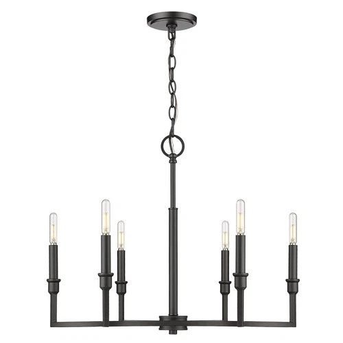 Golden Lighting 8209-6 Ellyn 6 Light 27"W Taper Candle Chandelier - Black - Picture 5 of 10