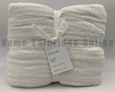 Pottery Barn Cloud Cotton Linen Blanket White King Cal #S4057