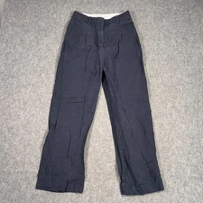 Aritzia Navy Blue Linen Blend The Effortless Wide-Leg Pants Women's Size 4