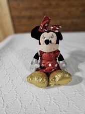 Ty Sparkles Beanie Babies Minnie Mouse Disney 2022 Glitter Red White Polka Dots