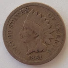 1861 Indian Head 1 Cent Penny G/VG Very Good US Coin