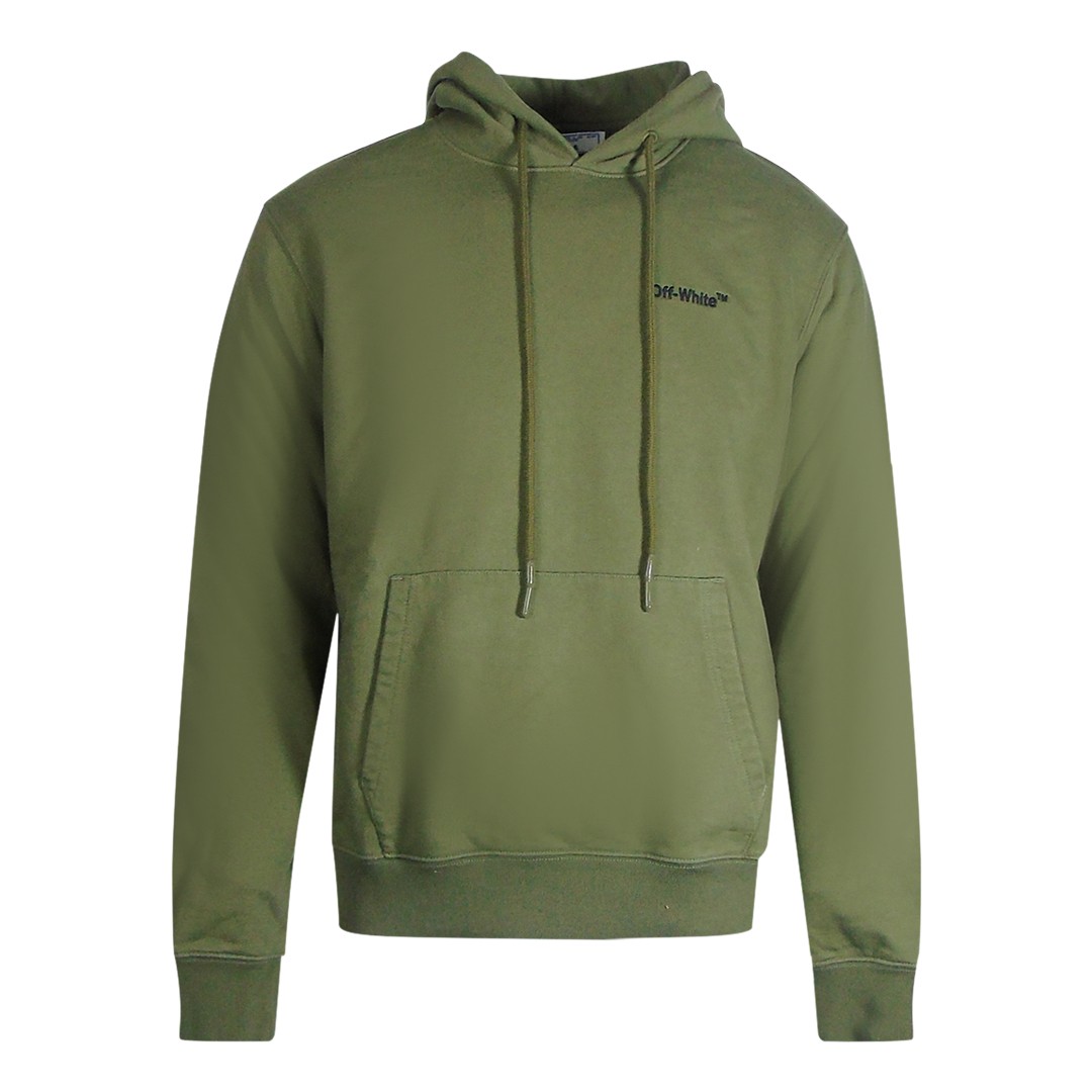 Off-White Helvetica Logo Slim Fit Green Hoodie 68890₽