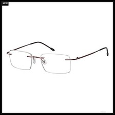 Rimless Reading Glasses for Men Metal Frame Lightweight Scratch Resistant