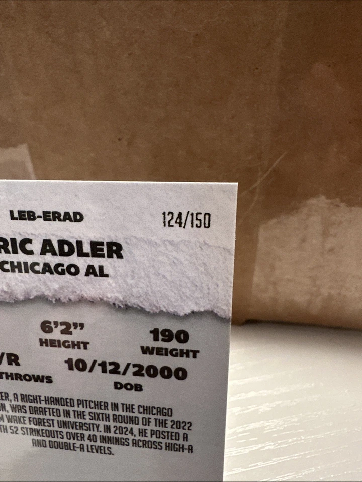 2025 Onyx Rips Limited Edition On-Card Auto Eric Adler White Six Prospect /150 - Image 3 of 4