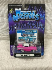 Muscle Machines '57 Chevy Pink Diecast 1:64 Funline Vehicle 01-25 From 2000