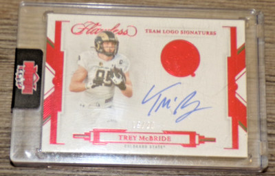 2022 Panini Flawless Team Logo Signatures Trey McBride #TL-TMC Auto 19/20