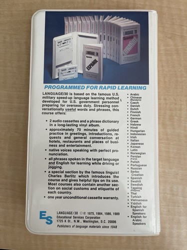 Language/30 Spanish Cassettes - Two Audio Cassettes and a Phrase Dictionary - Picture 2 of 3