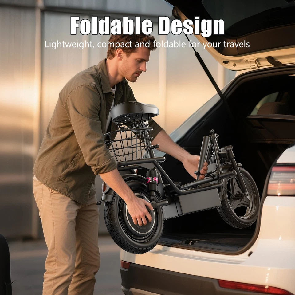 Scooter elétrico adulto AZHAR com assento dobrável 1000W 13Ah bateria 25mph - Imagem 3 de 4