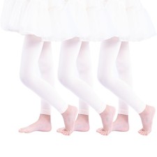 3 Pairs Girl's Microfiber Footless Tights, Girls Dance Tights Footless Pink,...