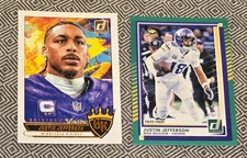 Justin Jefferson 2025 Donruss Press Proof Green # 242 & Gridiron Kings 🏈Vikings