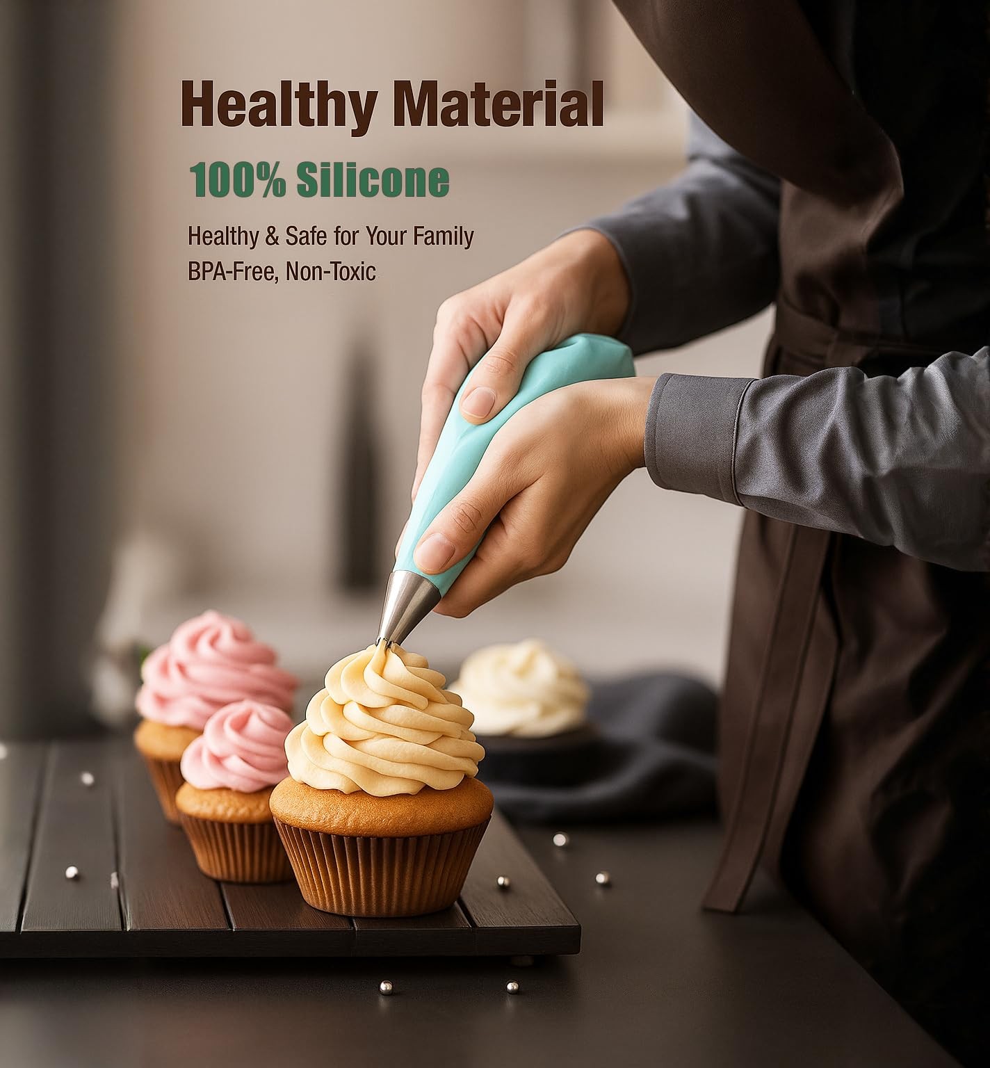 Piping Bags and Tips Set, Reusable Cake Decorating Supplies with 2 Reusable B...