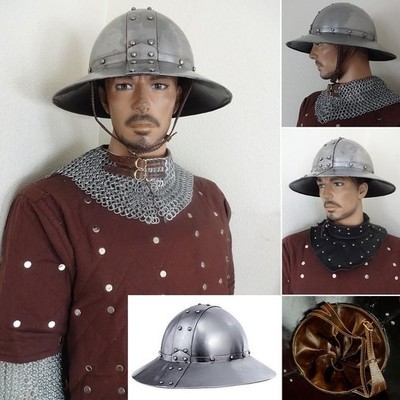Mittelalter 13. Jahrhundert Kesselhelm 16 Gauge für Reenactment LARP & Display