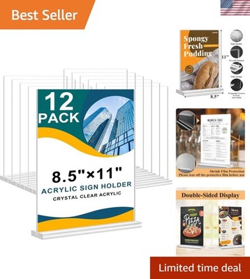 Durable Double-Sided Acrylic Flyer Holders - 8.5 x 11 Inches, Perfect for Menus