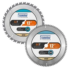 2 Pack 12 Inch Miter Saw Blades 32T and 80T