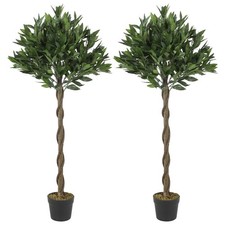 Outsunny Artificial Bay Laurel Topiary Trees Realistic 4FT Set of 2 Green