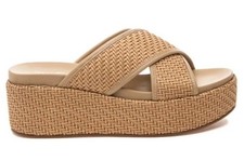 J/Slides NYC Quackie Natural Vegan Luxe Criss Cross Platform Sandal 168 NEW 9.5