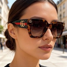 Gucci Women s Oversized Square Tortoise Shell...