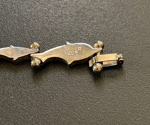 Vintage TAXCO Mexico Sterling .925 Dolphin Bracelet 7" 27g Heavy Linked - Picture 6 of 9