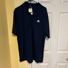Adidas Prime Green Golf Polo Shirt Navy Performance Stretch Mens Large NWT Sz LT